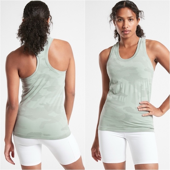Athleta Momentum Seamless Camo Coast Grey Women’s Performance Workout Tank Sz L - Picture 1 of 13